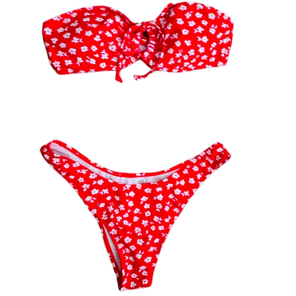 Floral Print Bandeau Bikini Swimsuit